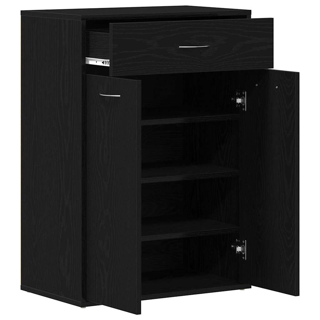 Schuhregal Schwarz Eichen-Optik 60 x 35 x 84 cm Holzwerkstoff