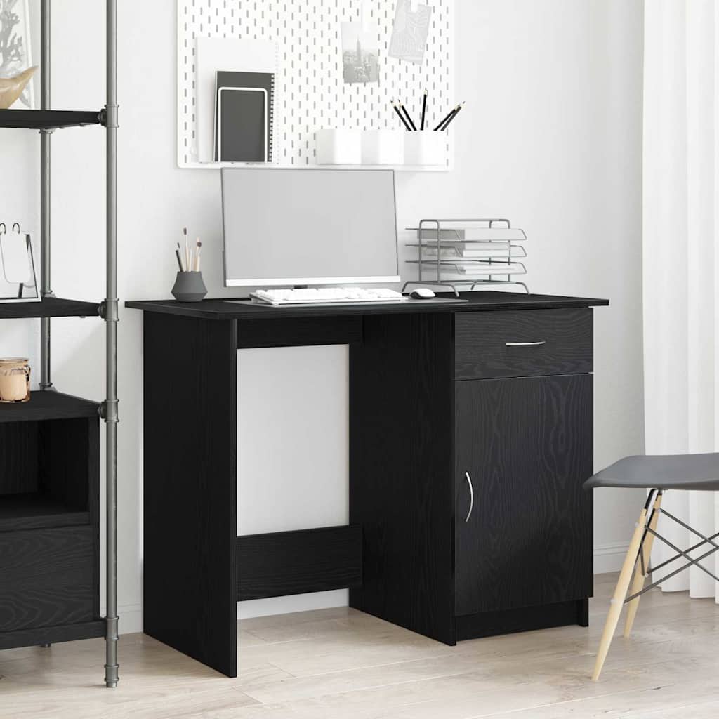 Schreibtisch mit Speicher Schwarz Eichen-Optik 100 x 50 x 76 cm
