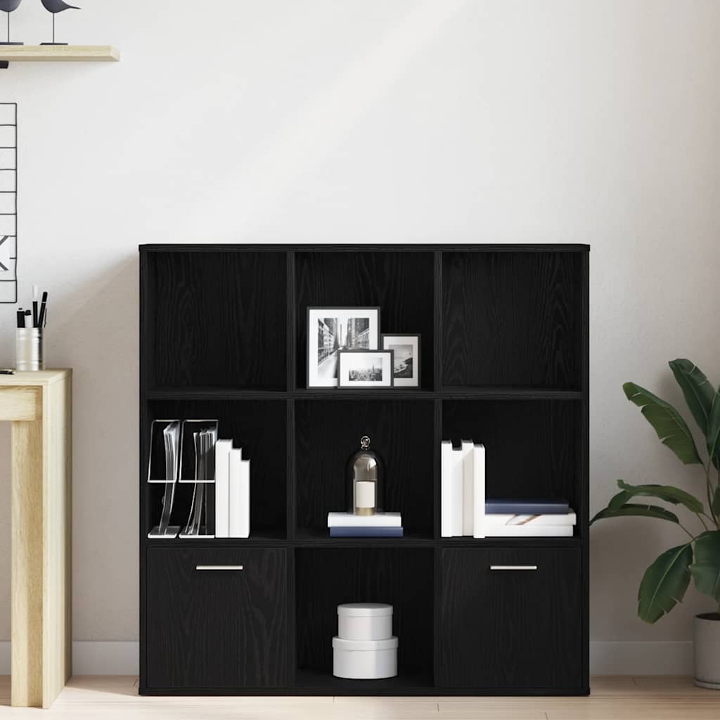 Bücherschrank Schwarz Eichen-Optik 98x29x97,5 cm Holzwerkstoff