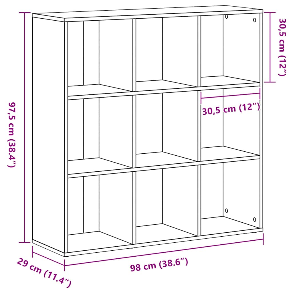 Bücherregal Eiche Schwarz 98x29x97,5 cm Holzwerkstoff