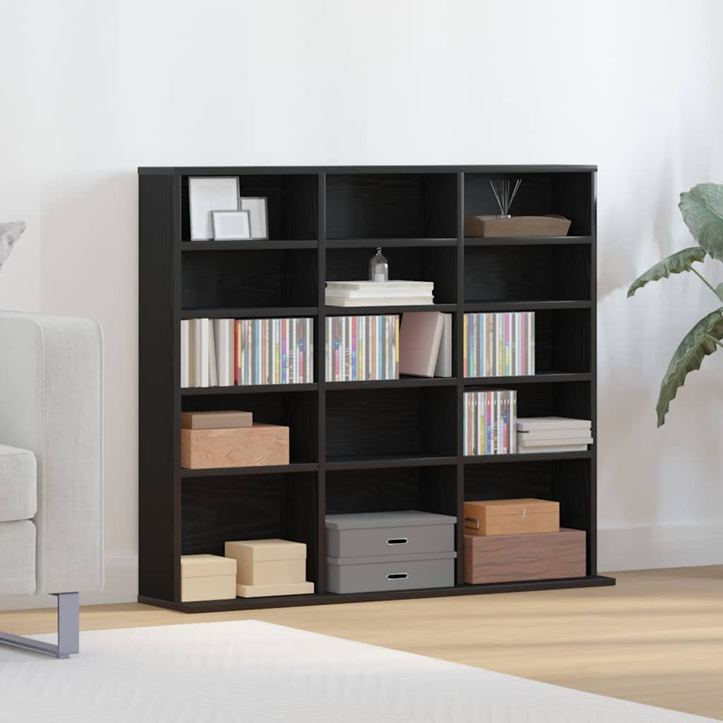 CD-Schrank Schwarz Eichen-Optik 100x23x89,5 cm Holzwerkstoff