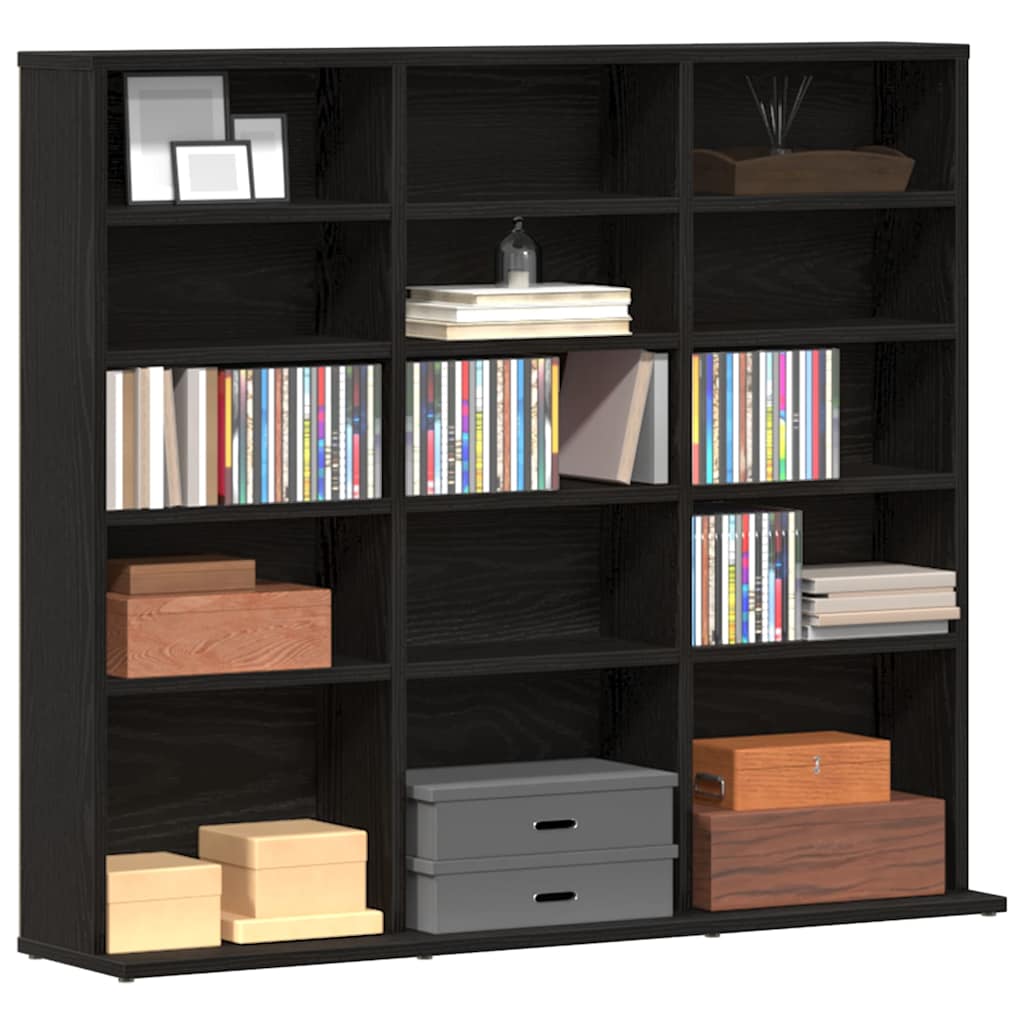 CD-Schrank Schwarz Eichen-Optik 100x23x89,5 cm Holzwerkstoff