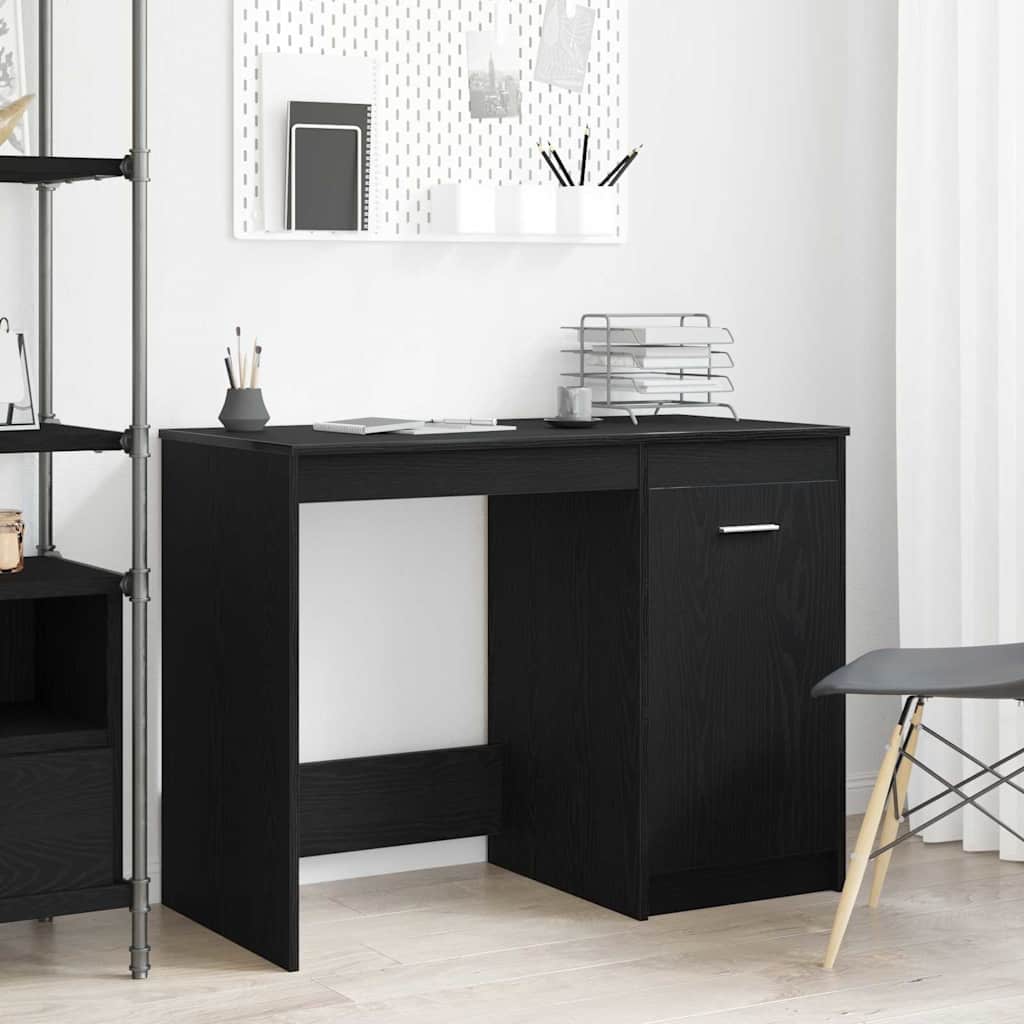 Schreibtisch mit Speicher Schwarz Eichen-Optik 100 x 50 x 76 cm