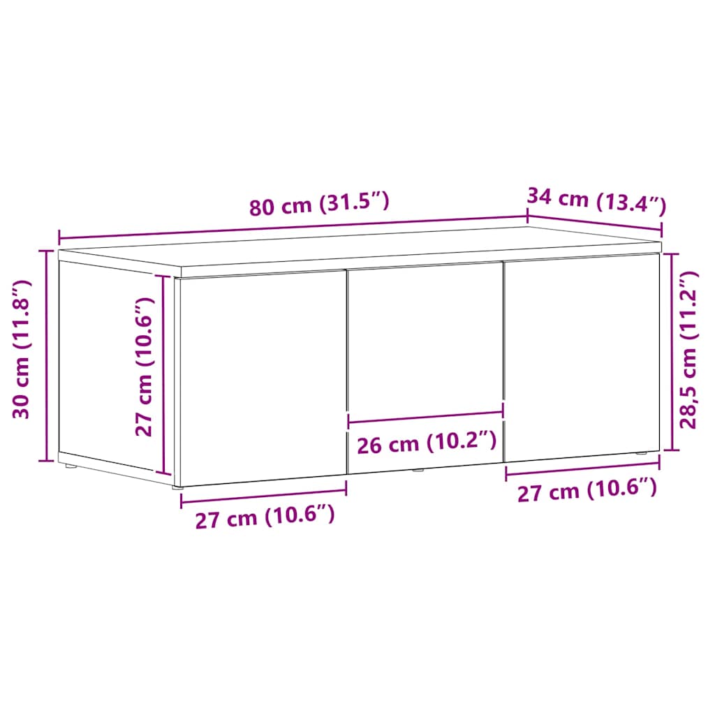 TV-Schränk Schwarz Eichen-Optik 80x34x30 cm Holzwerkstoff
