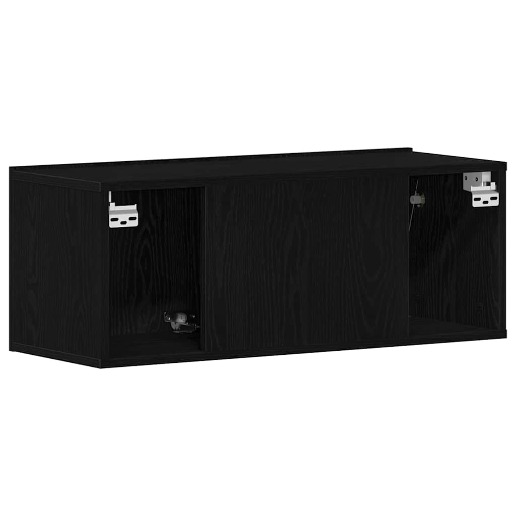 TV-Schränk Schwarz Eichen-Optik 80 x 30 x 30 cm Holzwerkstoff