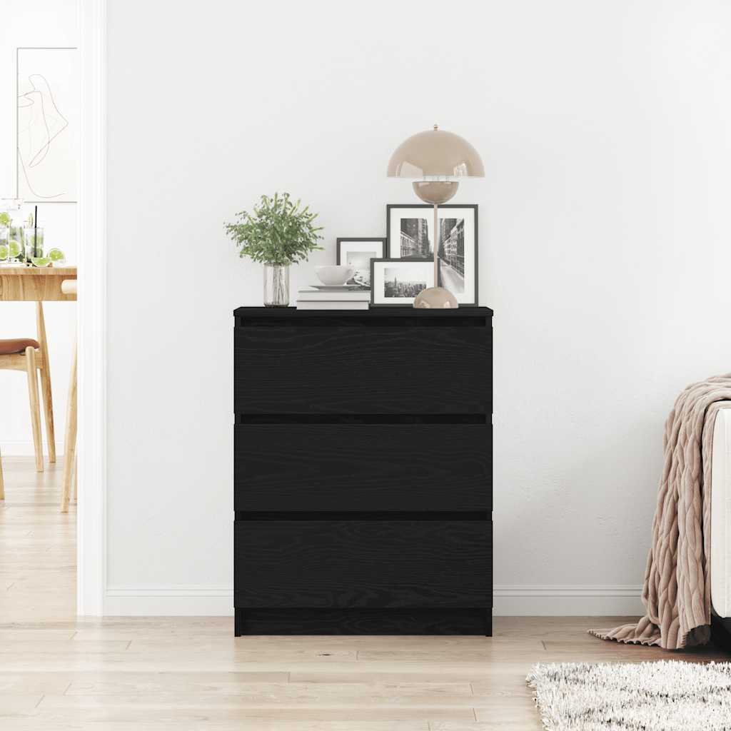 Sideboard Schwarz Eichen-Optik 60x35x76 cm Holzwerkstoff