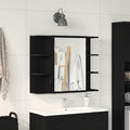 | Spiegelschrank | mit Regal Schwarz Eichen-Optik 80 x 20,5 x 64 cm