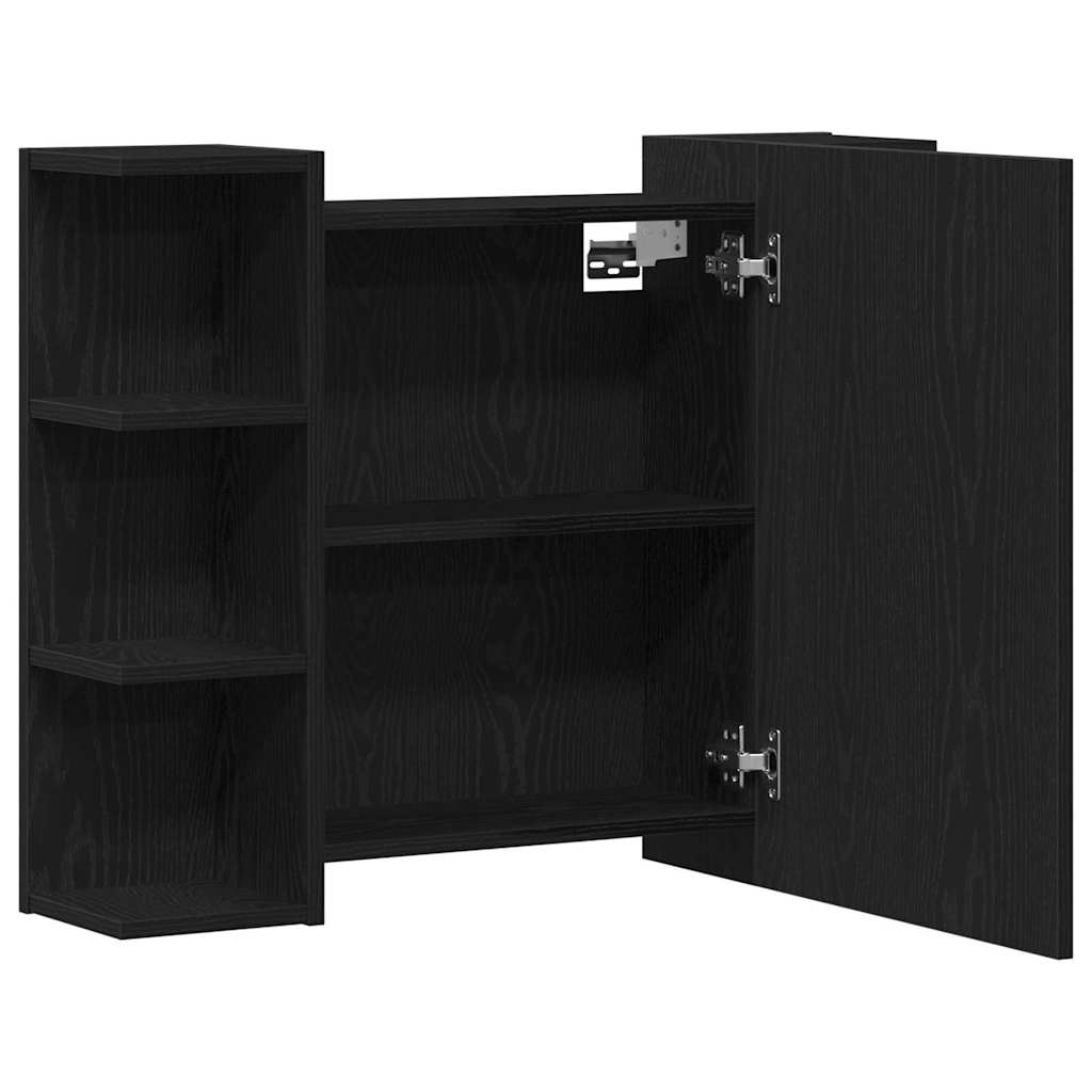 | Spiegelschrank | mit Regal Schwarz Eichen-Optik 80 x 20,5 x 64 cm