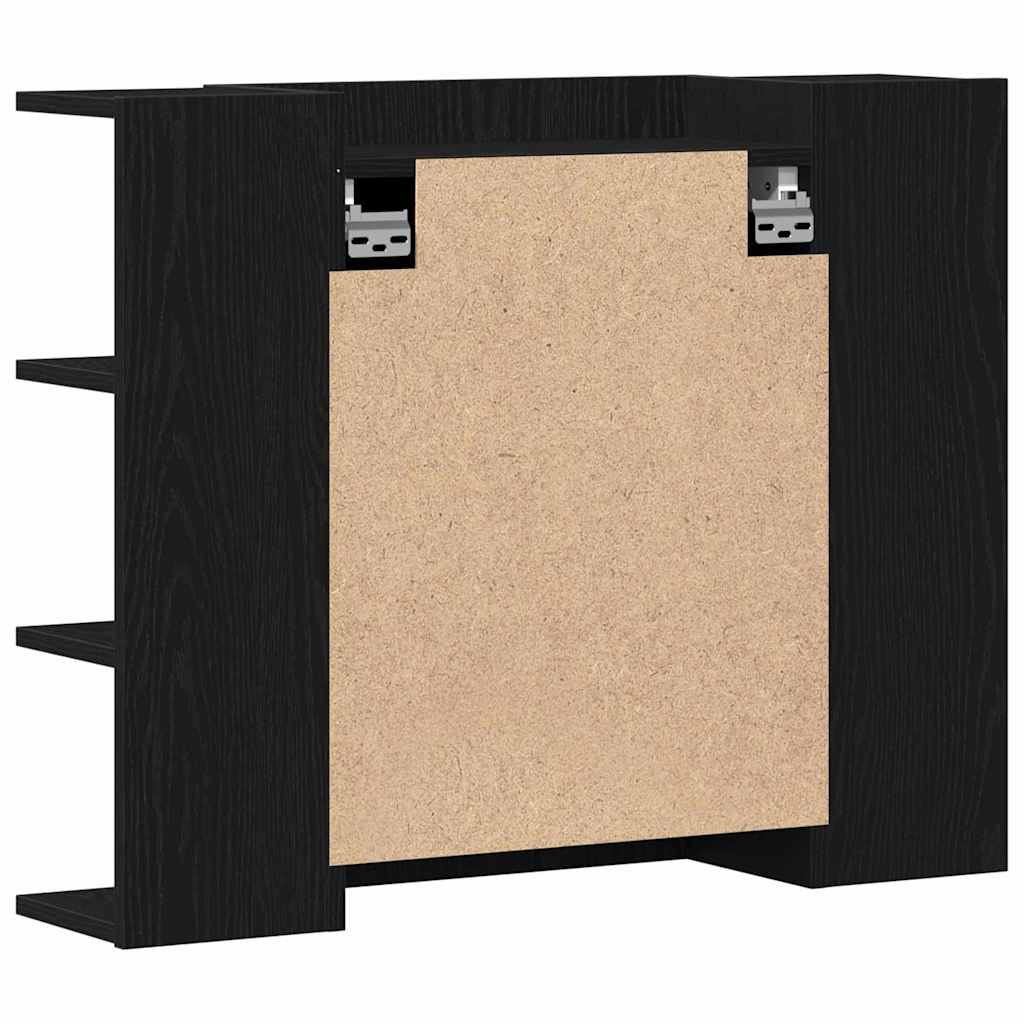 | Spiegelschrank | mit Regal Schwarz Eichen-Optik 80 x 20,5 x 64 cm