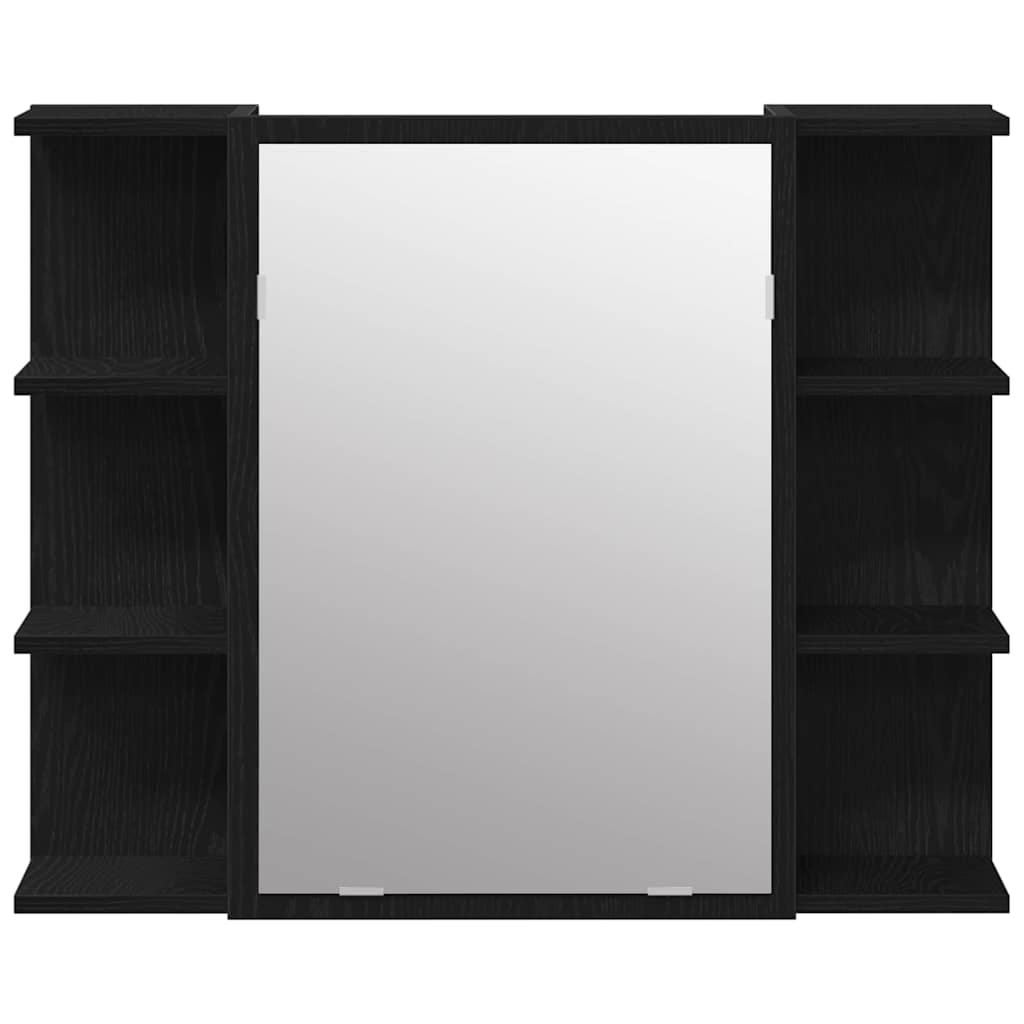 | Spiegelschrank | mit Regal Schwarz Eichen-Optik 80 x 20,5 x 64 cm