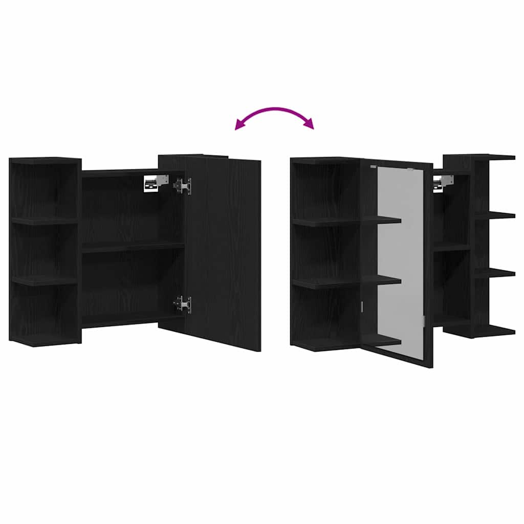 | Spiegelschrank | mit Regal Schwarz Eichen-Optik 80 x 20,5 x 64 cm