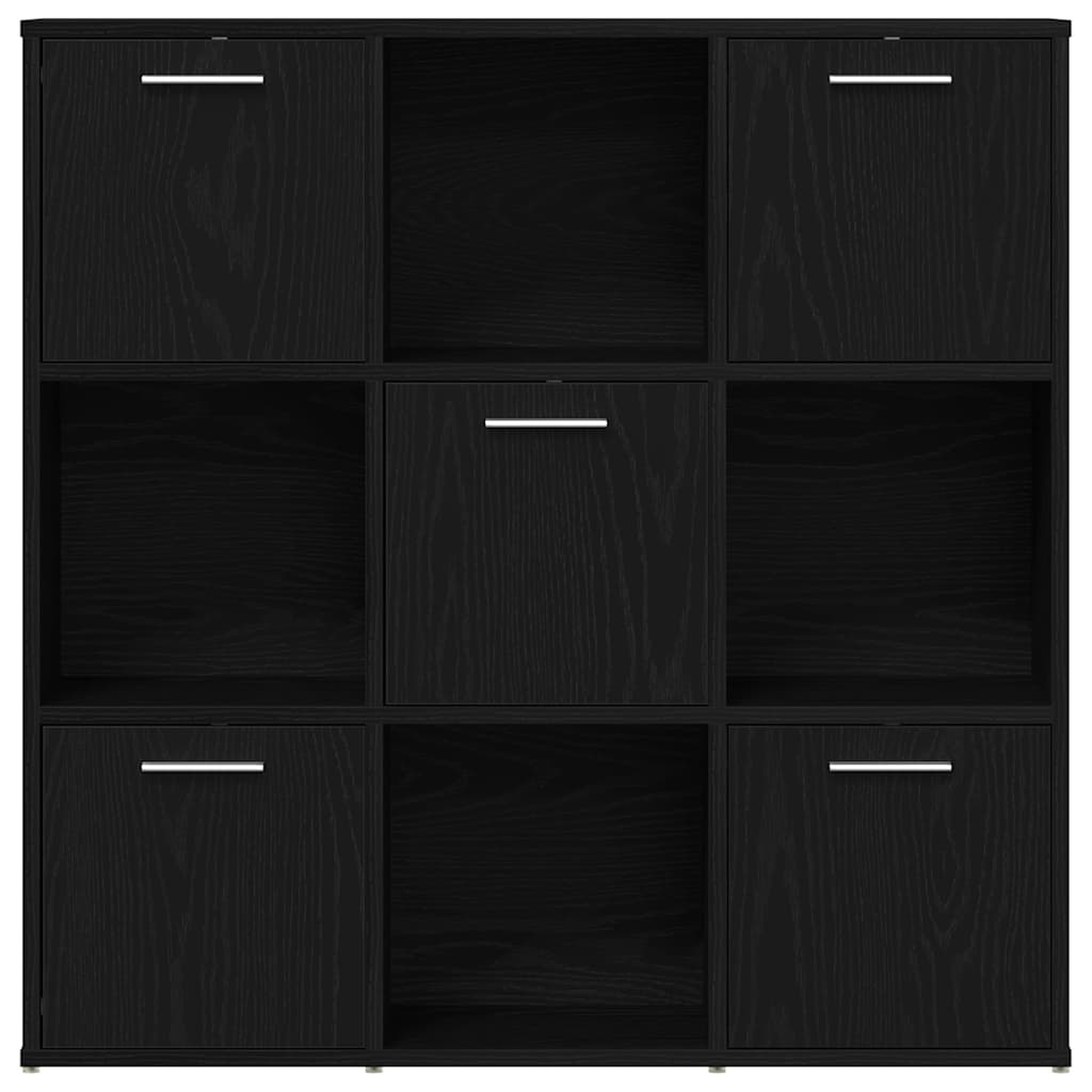 Bücherschrank Schwarz Eichen-Optik 90x28x90 cm Holzwerkstoff