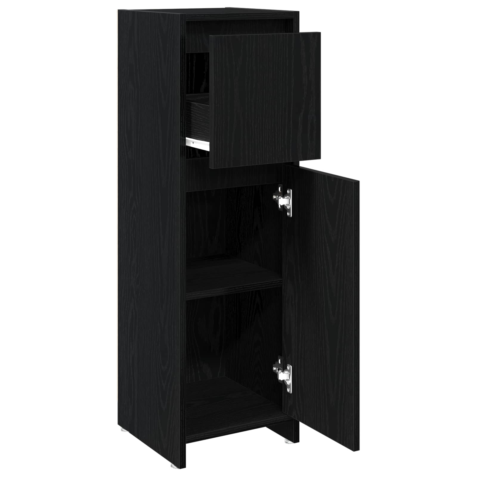 Badezimmerschrank mit Tür Schwarz Eichen-Optik 30 x 30 x 95 cm