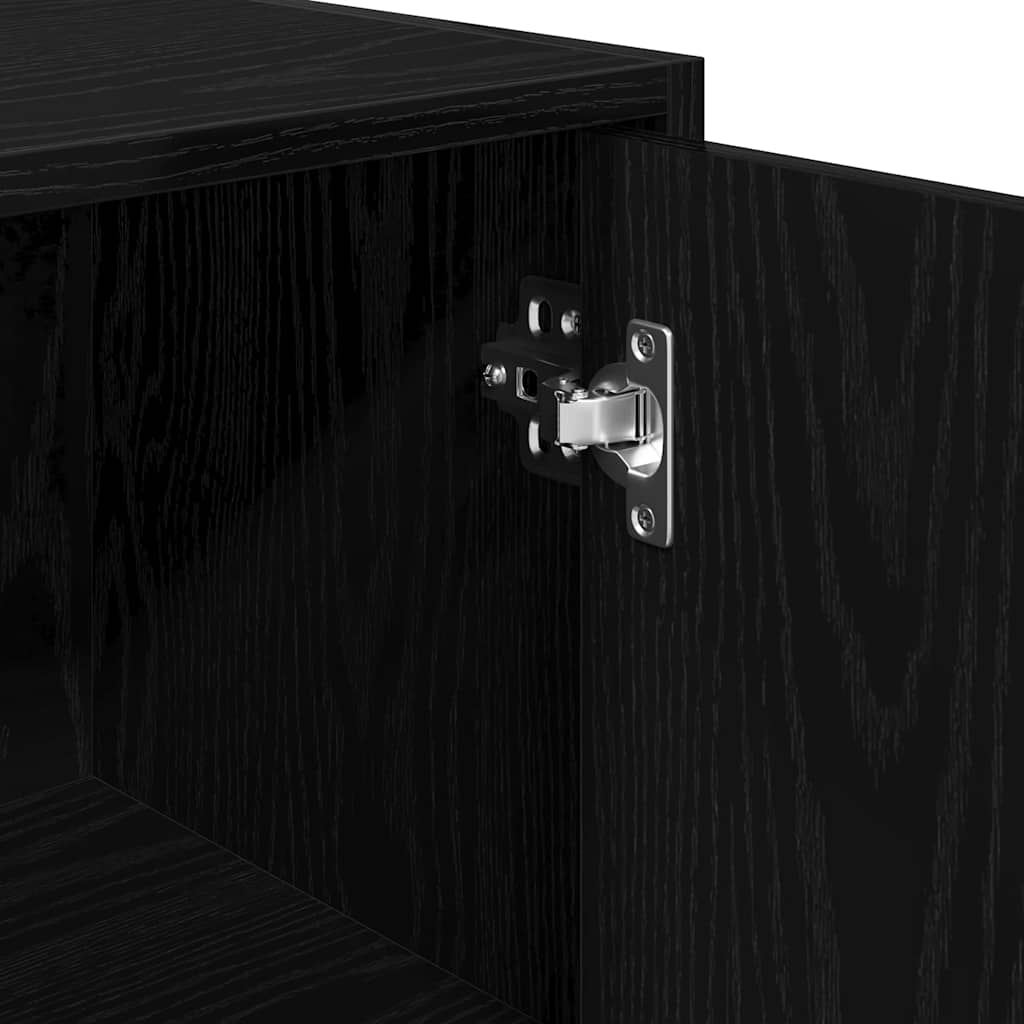 Badezimmerschrank Schwarz Eichen-Optik 30 x 30 x 183,5 cm