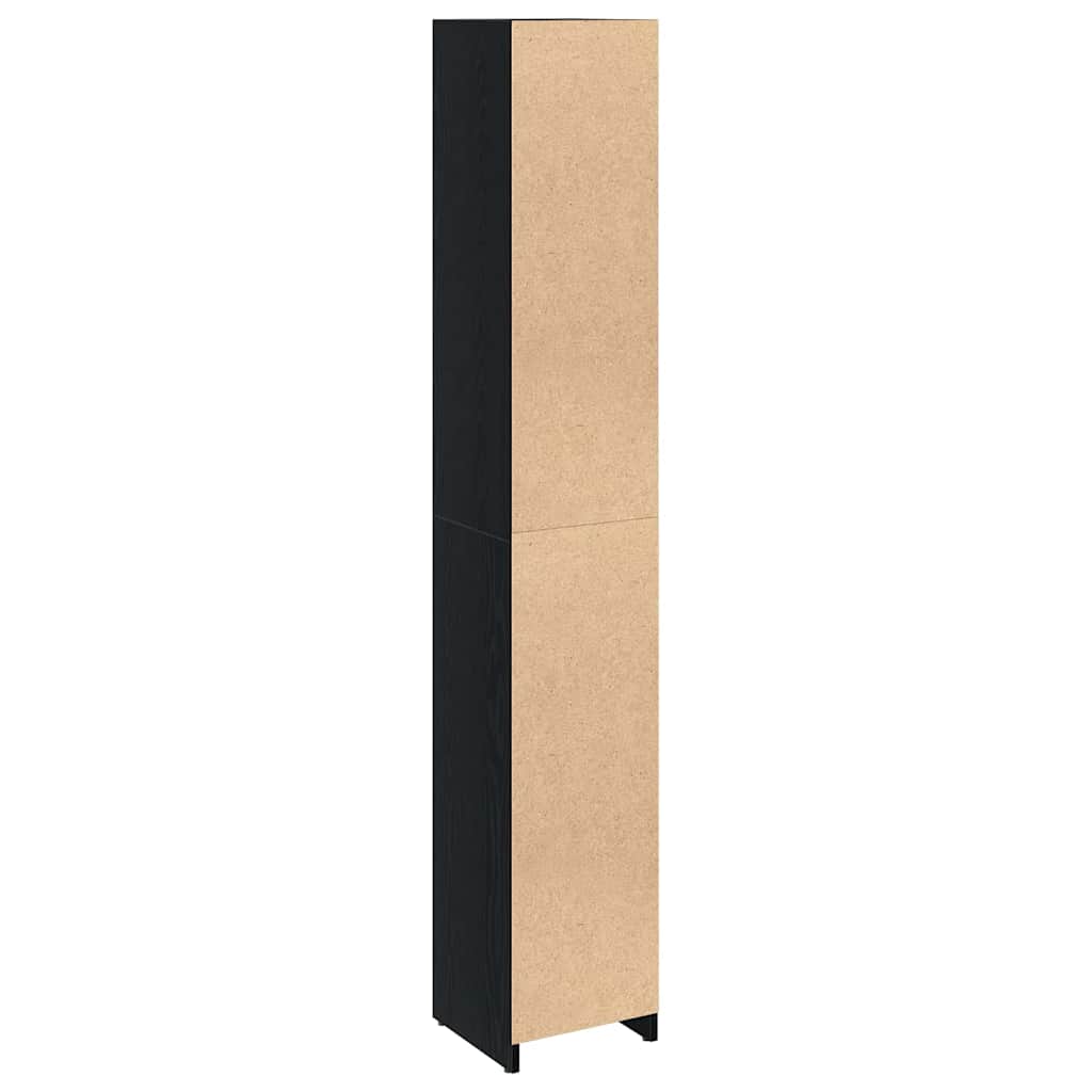 Badezimmerschrank Schwarz Eichen-Optik 30 x 30 x 183,5 cm