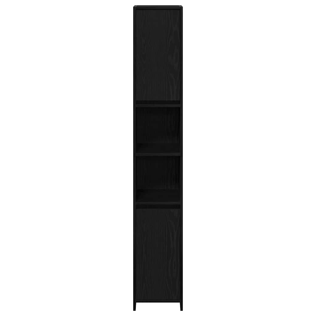 Badezimmerschrank Schwarz Eichen-Optik 30 x 30 x 183,5 cm