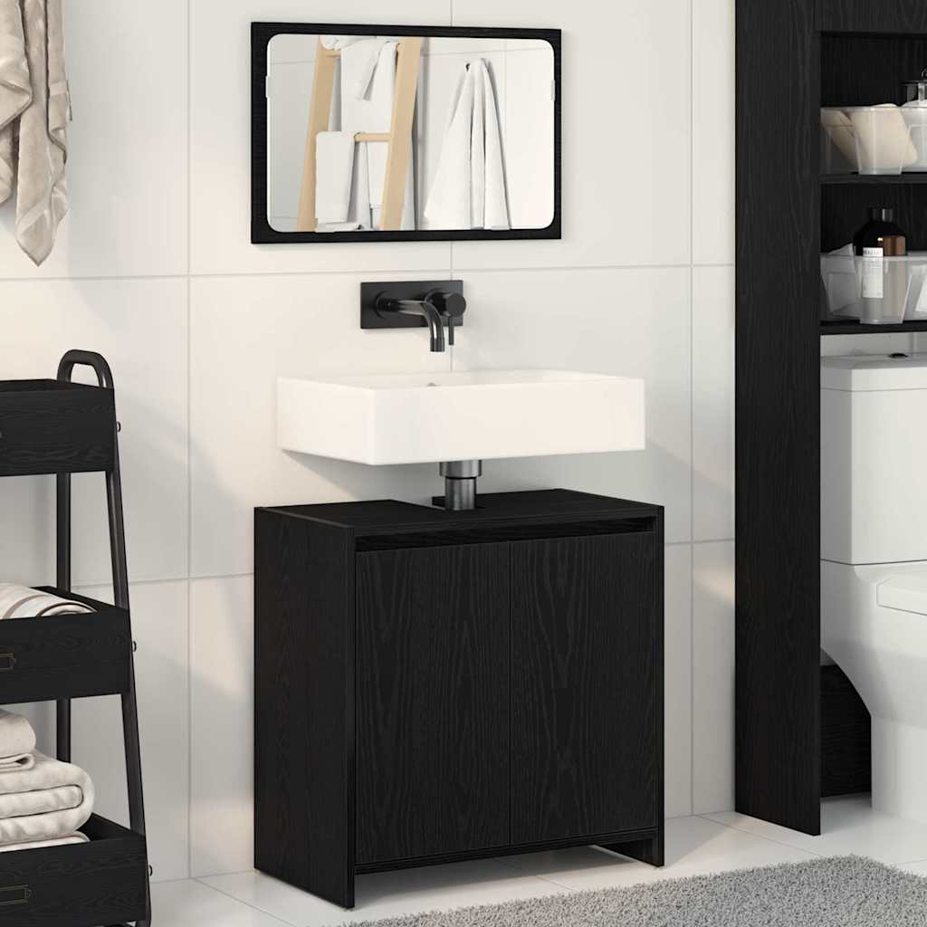 Badezimmerschrank mit Tür Schwarz Eichen-Optik 60 x 33 x 60 cm