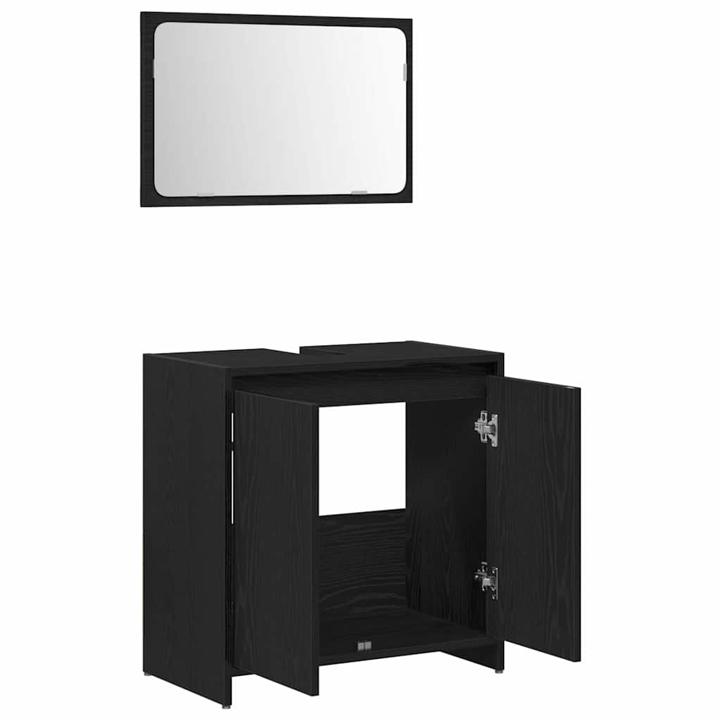 Badezimmerschrank mit Tür Schwarz Eichen-Optik 60 x 33 x 60 cm