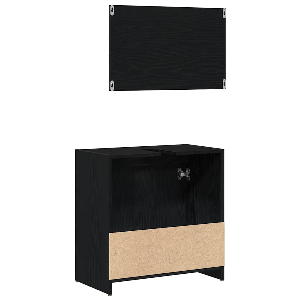 Badezimmerschrank mit Tür Schwarz Eichen-Optik 60 x 33 x 60 cm