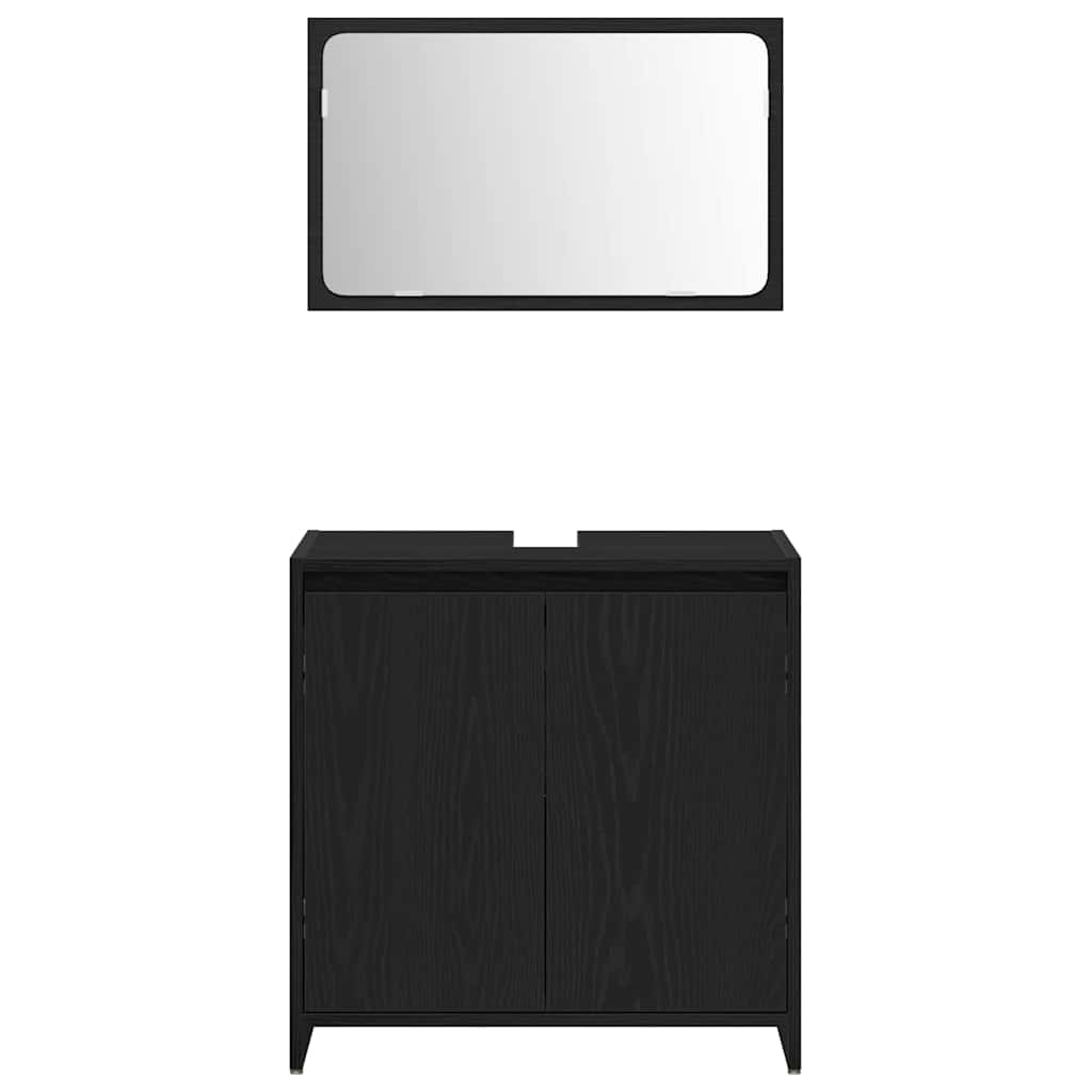 Badezimmerschrank mit Tür Schwarz Eichen-Optik 60 x 33 x 60 cm