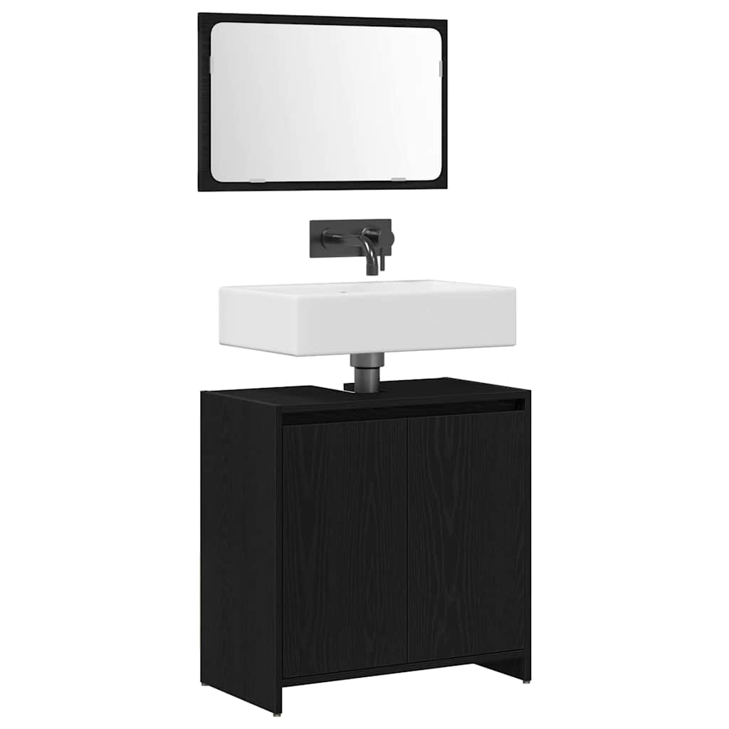Badezimmerschrank mit Tür Schwarz Eichen-Optik 60 x 33 x 60 cm