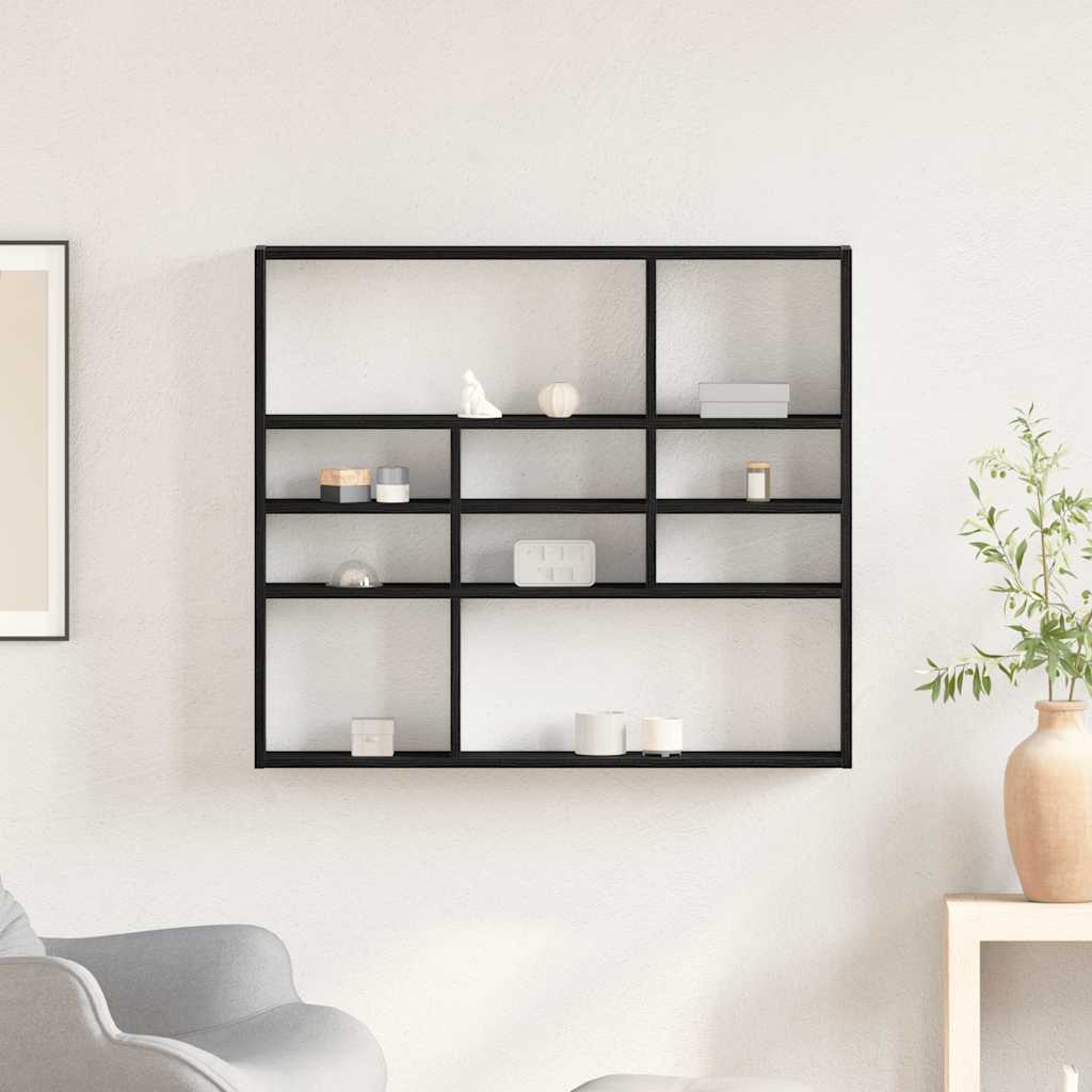 Wandregal Schwarz Eichen-Optik 90x16x78 cm Holzwerkstoff