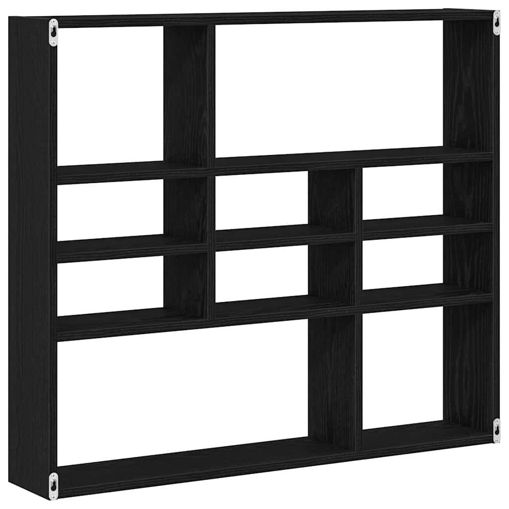 Wandregal Schwarz Eichen-Optik 90x16x78 cm Holzwerkstoff