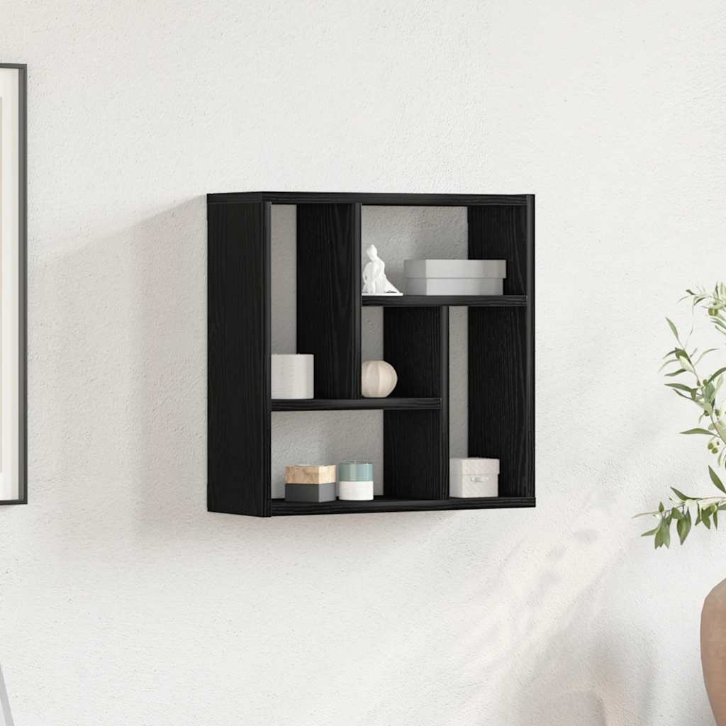 Wandregal Schwarz Eichen-Optik 45x16x45 cm Holzwerkstoff