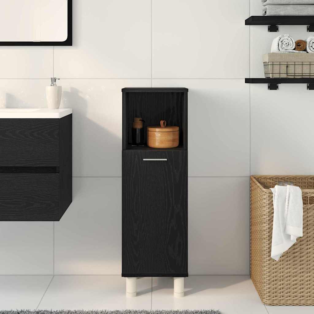 Badezimmerschrank mit Tür Schwarz Eichen-Optik 30 x 30 x 95 cm