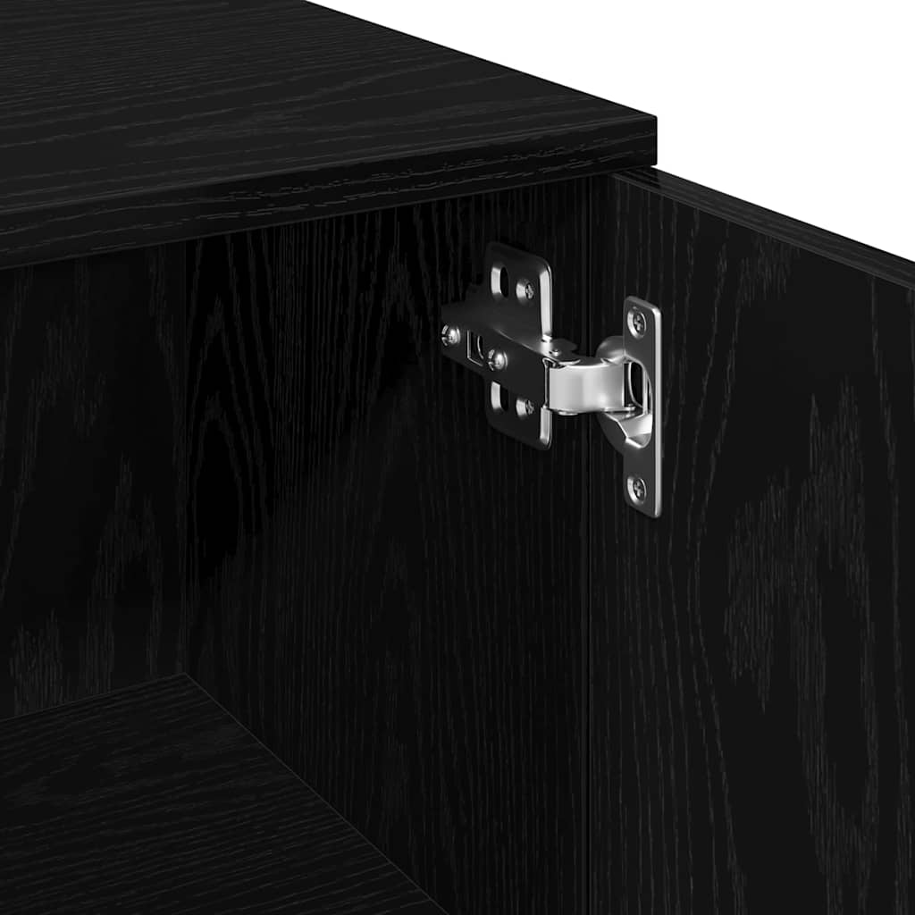 Badezimmerschrank mit Tür Schwarz Eichen-Optik 30 x 30 x 179 cm