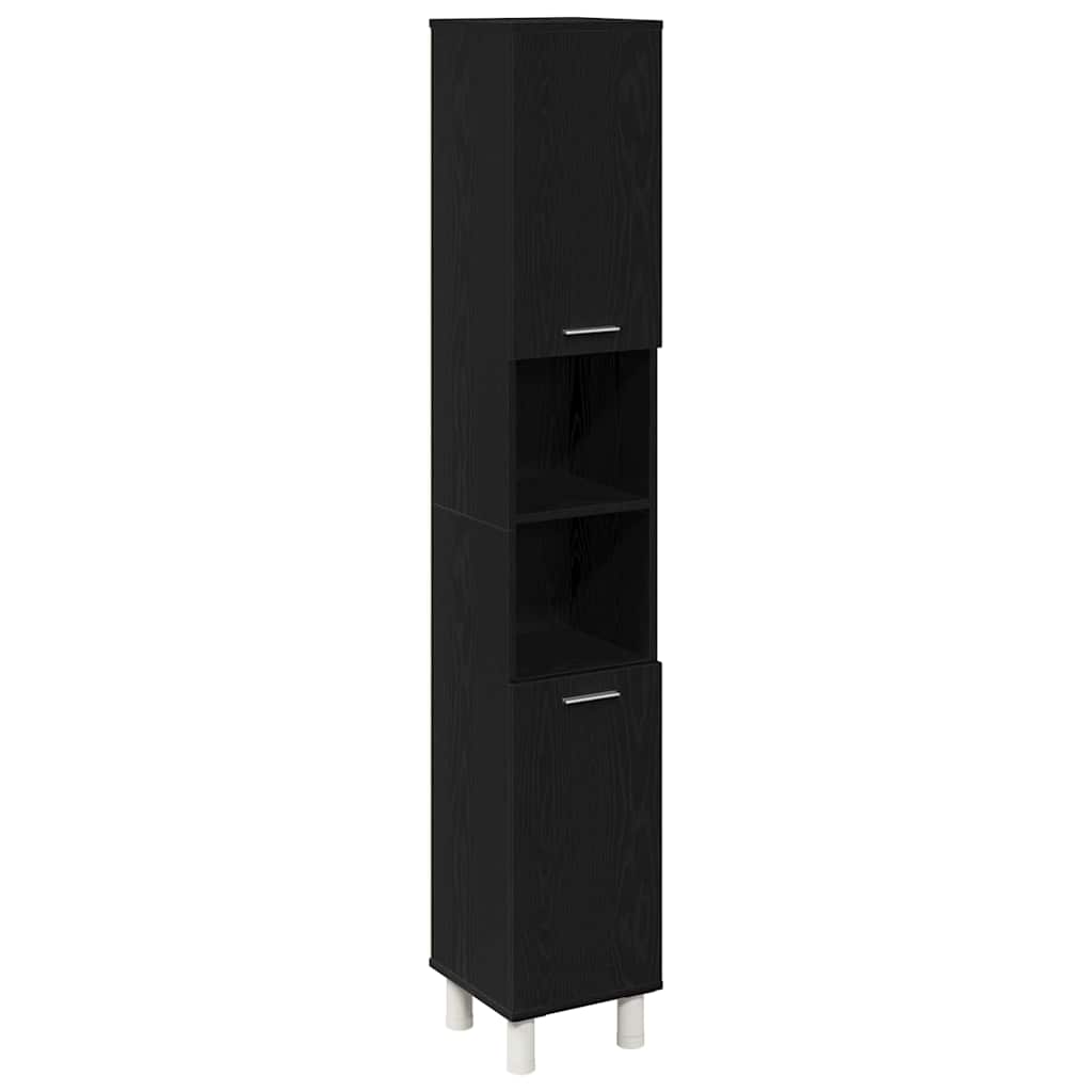 Badezimmerschrank mit Tür Schwarz Eichen-Optik 30 x 30 x 179 cm