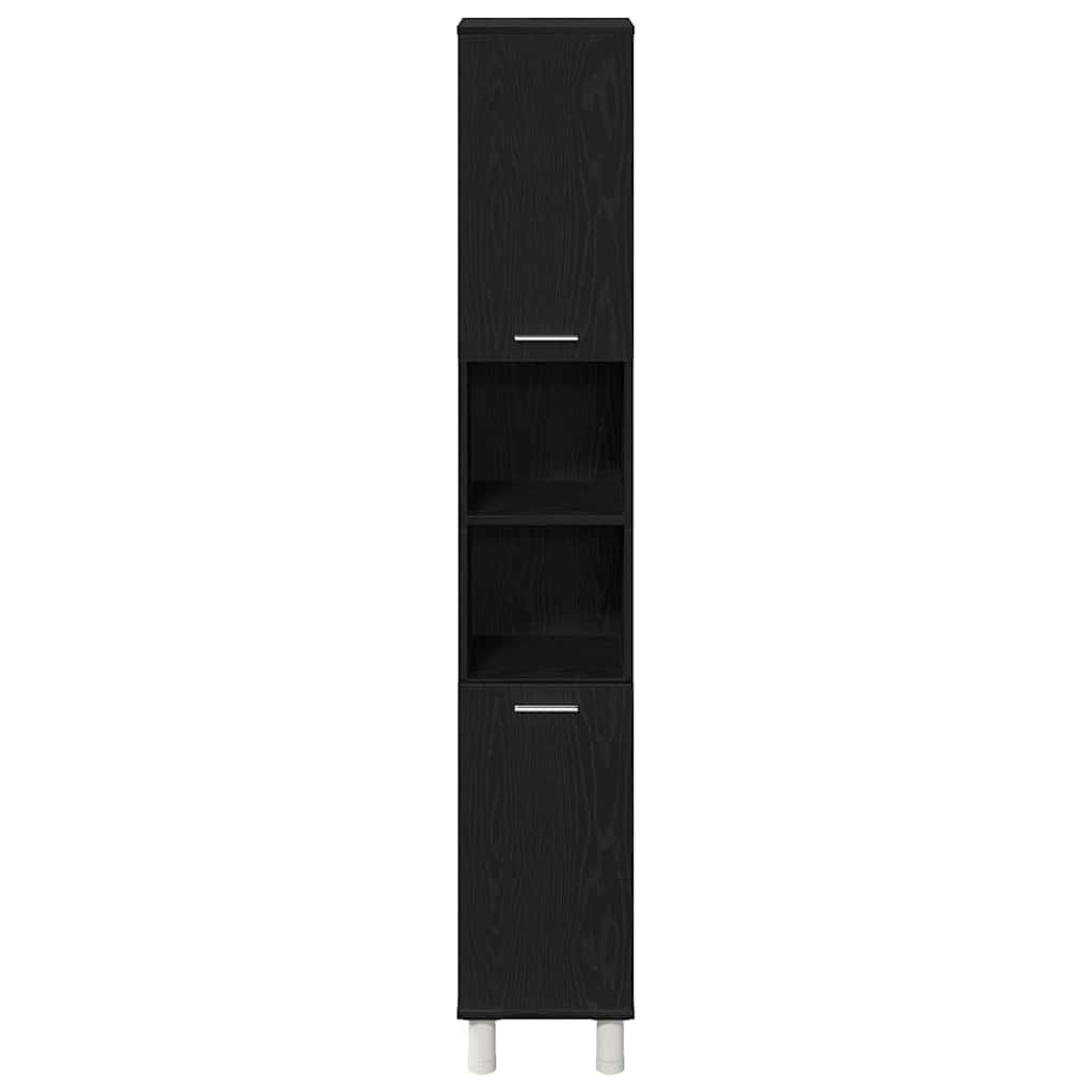 Badezimmerschrank mit Tür Schwarz Eichen-Optik 30 x 30 x 179 cm