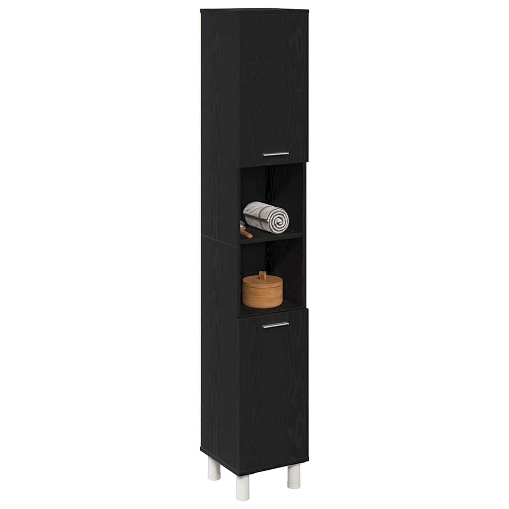 Badezimmerschrank mit Tür Schwarz Eichen-Optik 30 x 30 x 179 cm