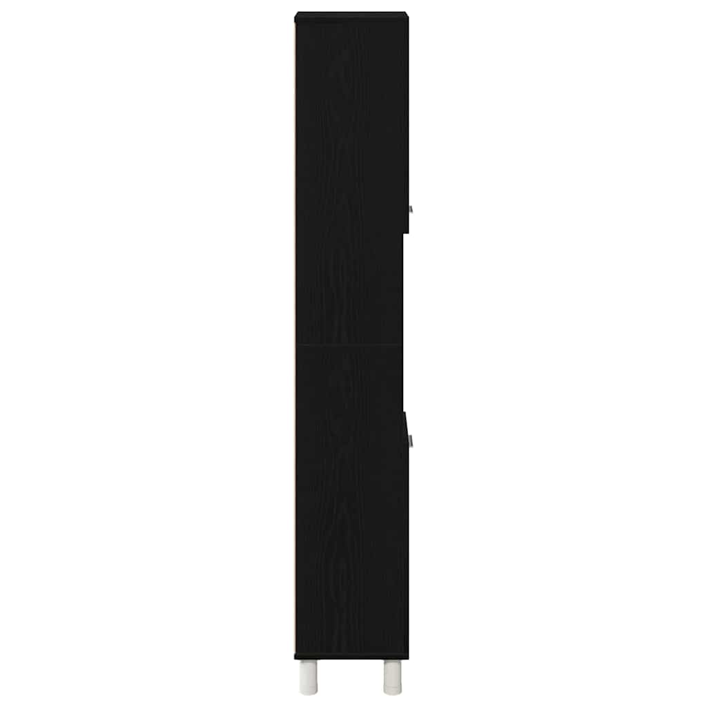 Badezimmerschrank mit Tür Schwarz Eichen-Optik 30 x 30 x 179 cm