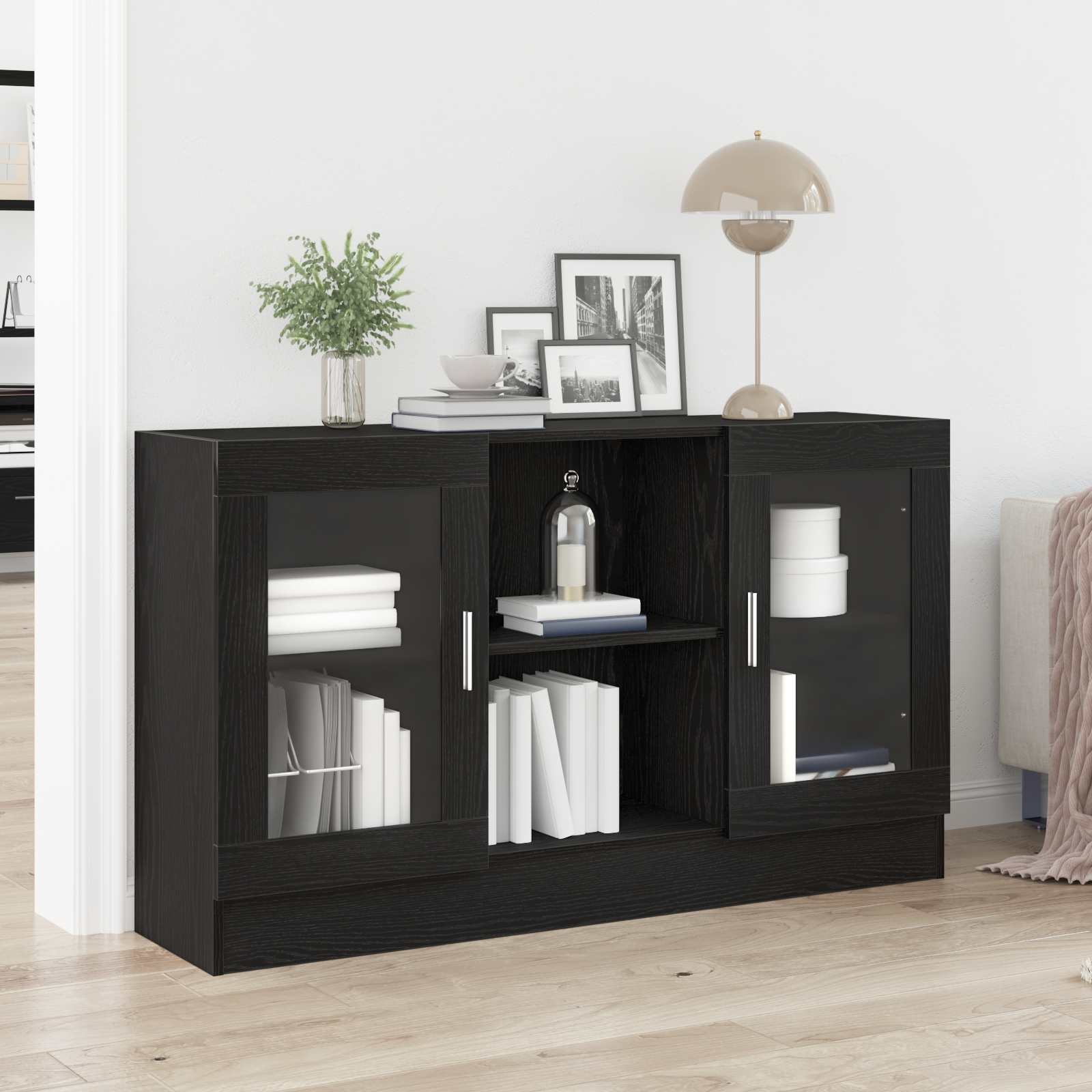Sideboard Schwarz Eichen-Optik 120 x 30,5 x 70 cm Holzwerkstoff
