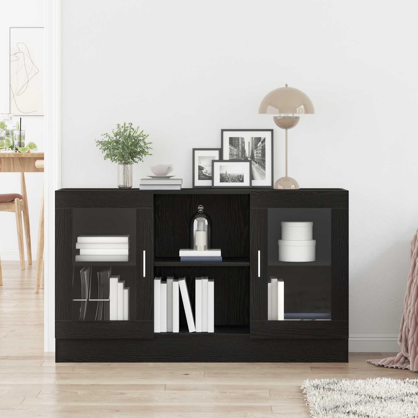 Sideboard Schwarz Eichen-Optik 120 x 30,5 x 70 cm Holzwerkstoff