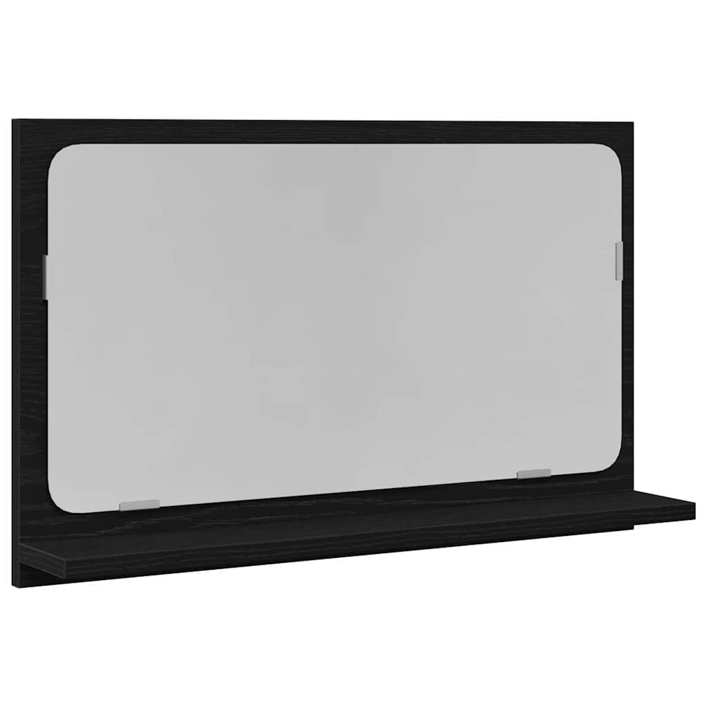 Spiegelablage mit Regal Schwarz Eichen-Optik 60 x 10,5 x 37 cm