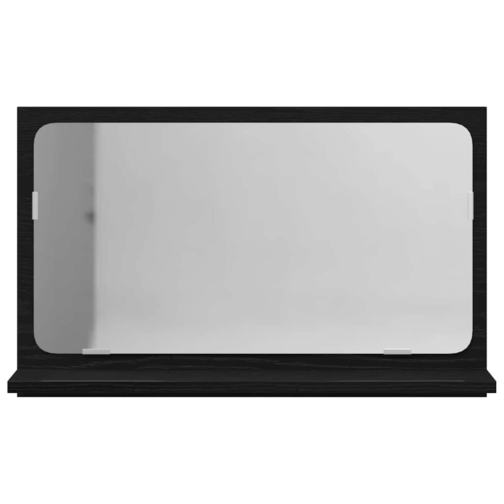 Spiegelablage mit Regal Schwarz Eichen-Optik 60 x 10,5 x 37 cm