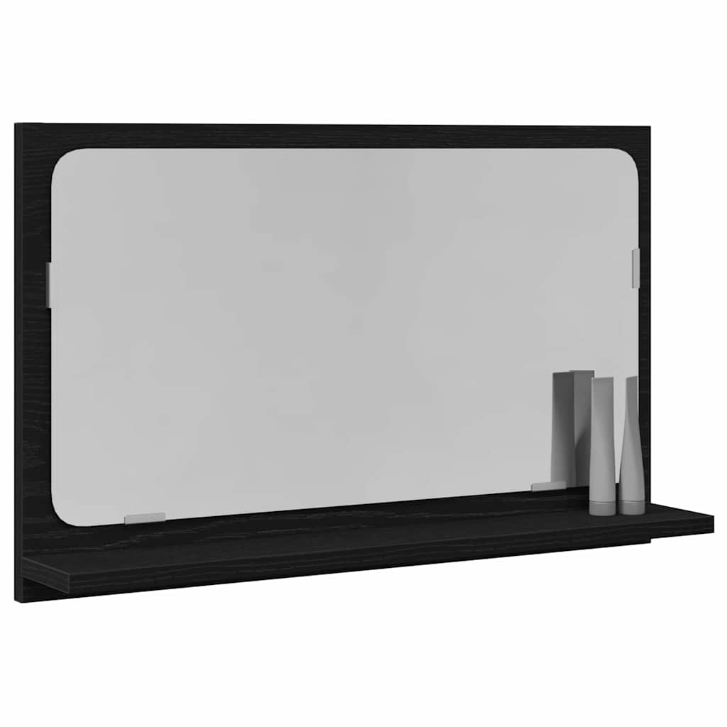 Spiegelablage mit Regal Schwarz Eichen-Optik 60 x 10,5 x 37 cm
