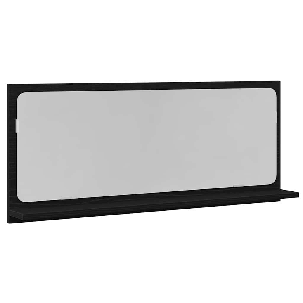 Spiegelablage mit Regal Schwarz Eichen-Optik 90 x 10,5 x 37 cm