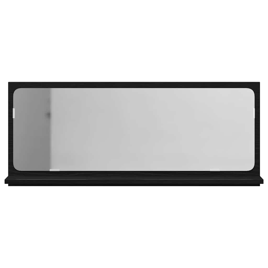 Spiegelablage mit Regal Schwarz Eichen-Optik 90 x 10,5 x 37 cm