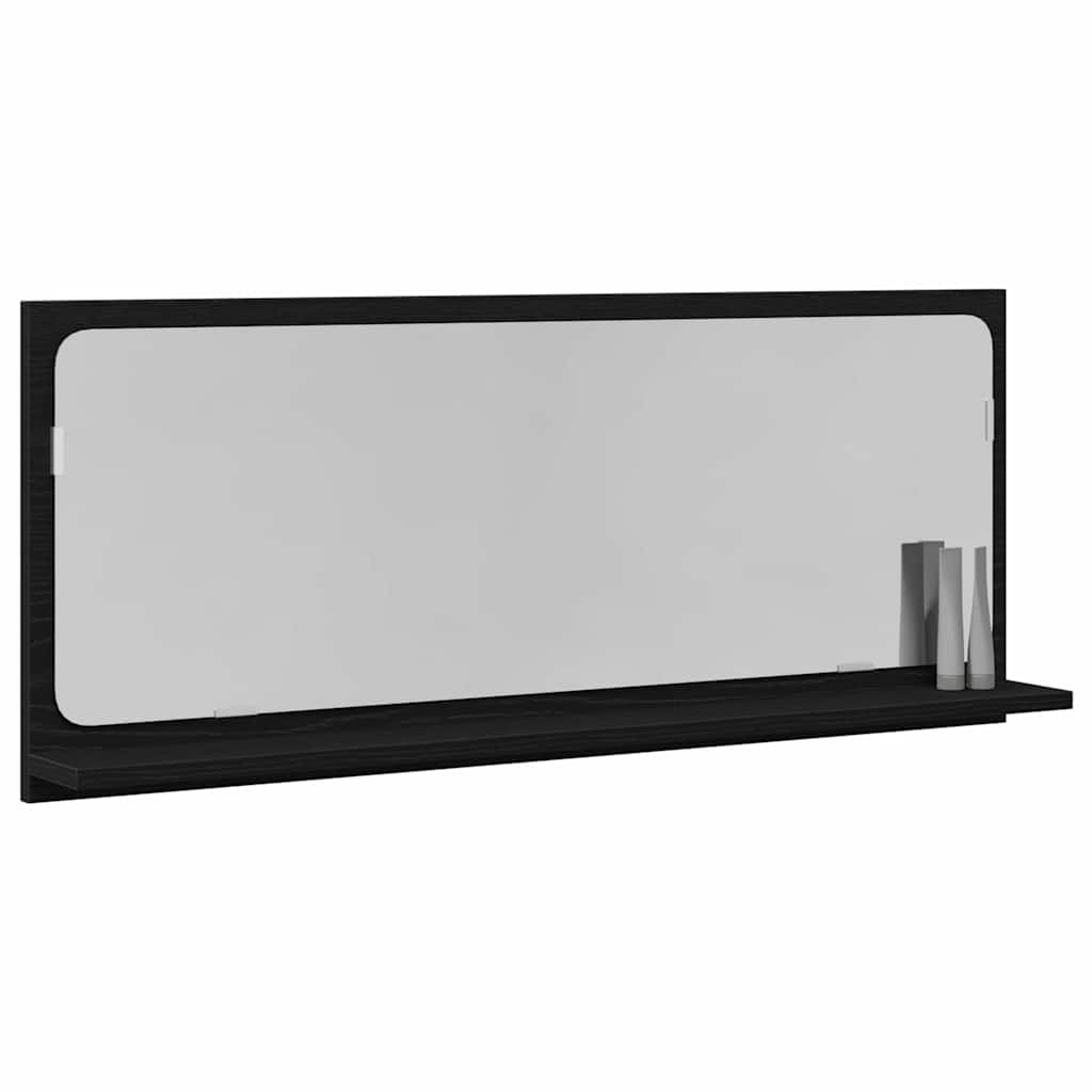 Spiegelablage mit Regal Schwarz Eichen-Optik 90 x 10,5 x 37 cm