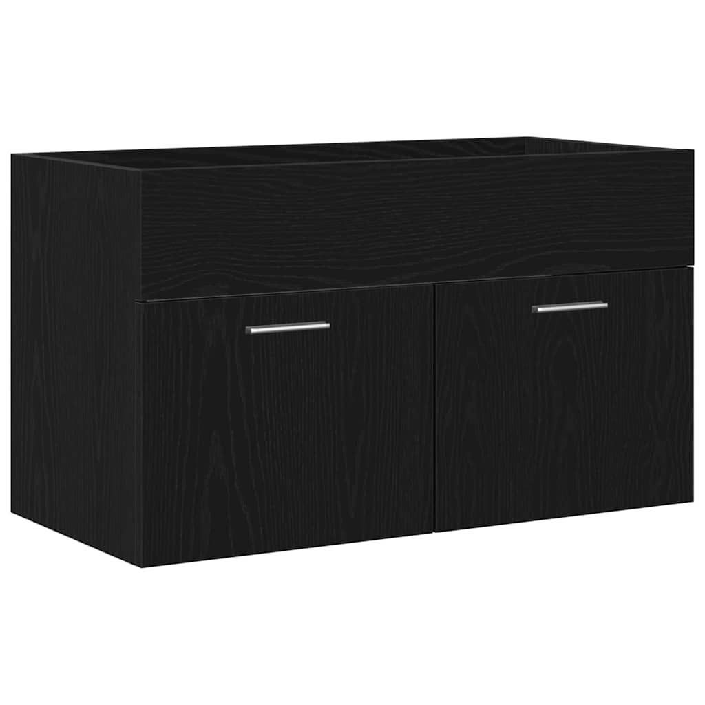 Waschbeckenunterschrank Schwarz Eichen-Optik Holzwerkstoff