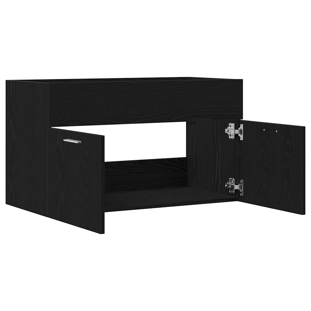 Waschbeckenunterschrank Schwarz Eichen-Optik Holzwerkstoff