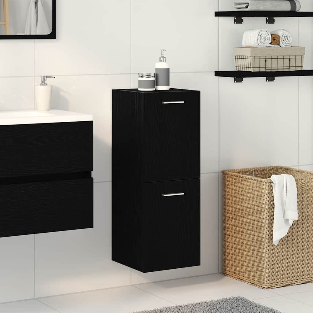 Badezimmerschrank mit Tür Schwarz Eichen-Optik 30 x 30 x 80 cm
