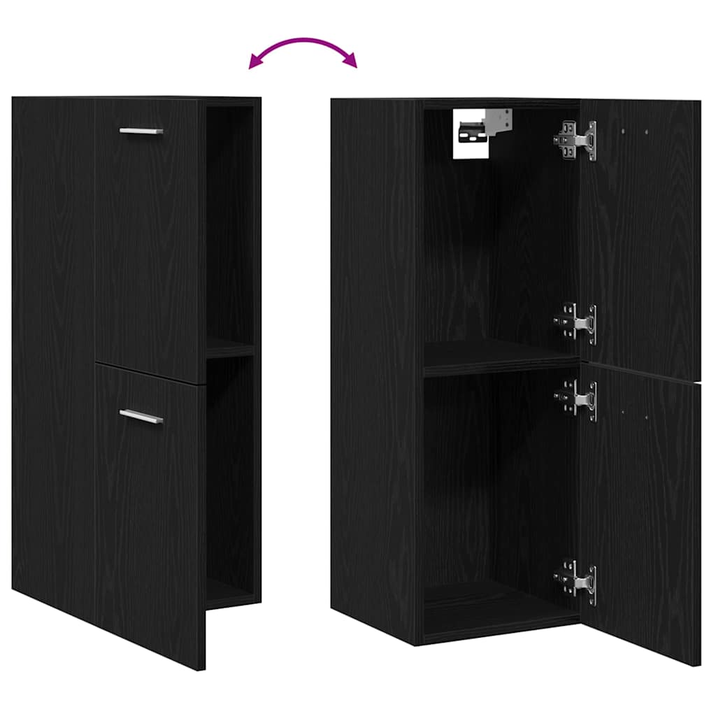 Badezimmerschrank mit Tür Schwarz Eichen-Optik 30 x 30 x 80 cm