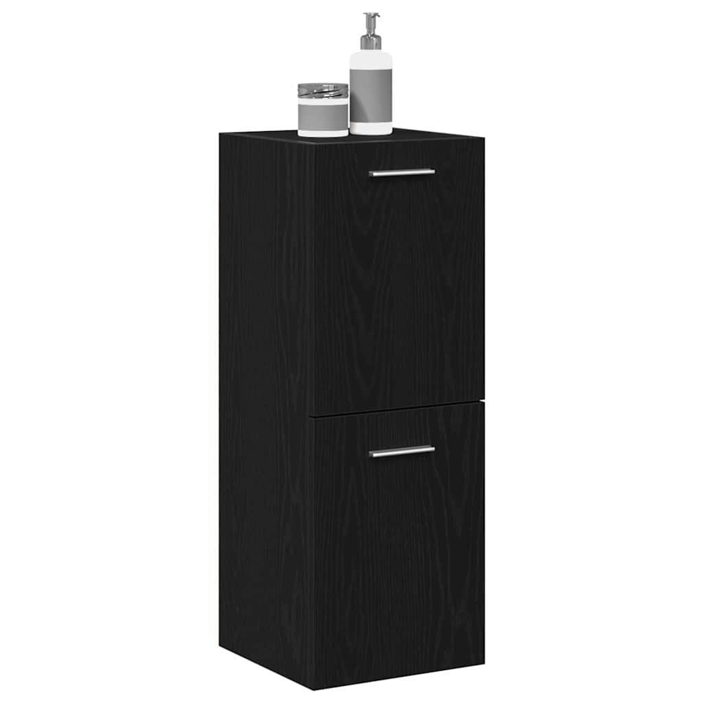 Badezimmerschrank mit Tür Schwarz Eichen-Optik 30 x 30 x 80 cm