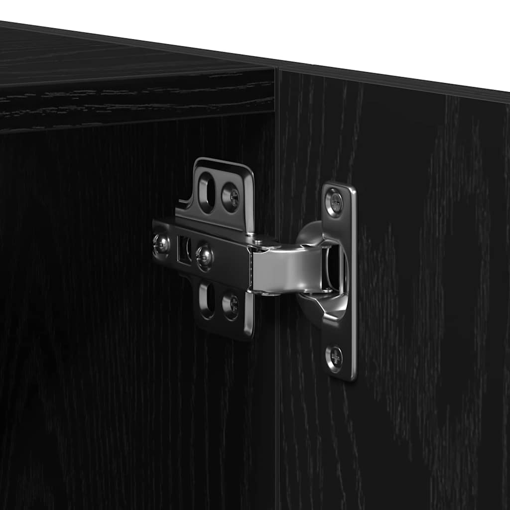 Badezimmerschrank mit Tür Schwarz Eichen-Optik 30 x 30 x 130 cm