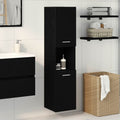 Badezimmerschrank mit Tür Schwarz Eichen-Optik 30 x 30 x 130 cm