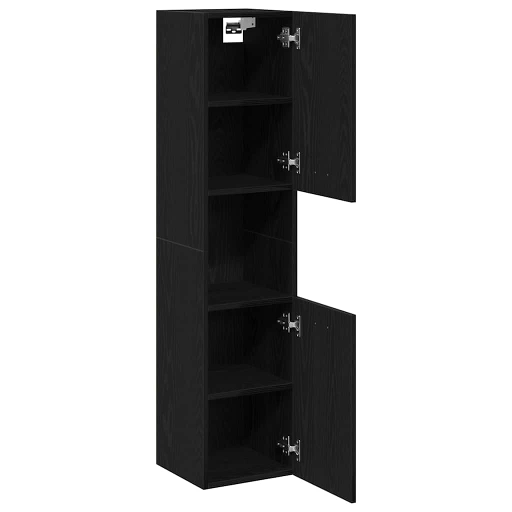 Badezimmerschrank mit Tür Schwarz Eichen-Optik 30 x 30 x 130 cm